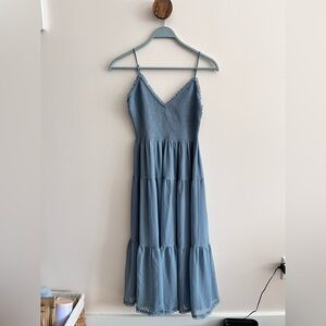 Aritzia Wilfred Tuberose Chiffon Midi Dress Light Blue Size S